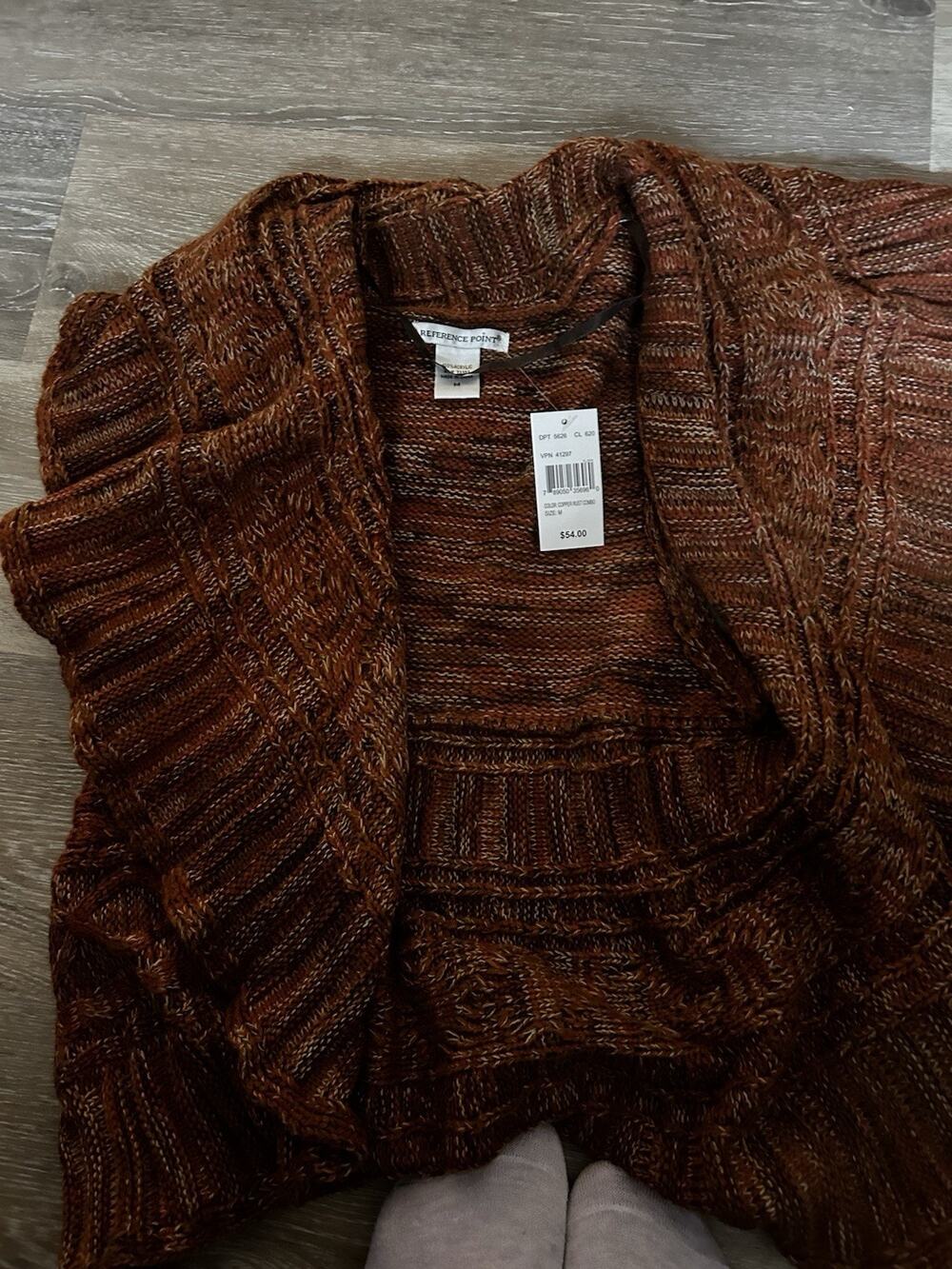 Reference Point Open Front Fall Ruffle Shawl Sz M